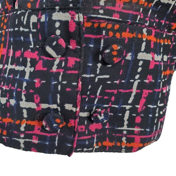 Chico's 4 Size 20/22 Blouse Chiffon Semi Sheer Tweed Print Button Up Long Sleeve - Picture 12 of 13